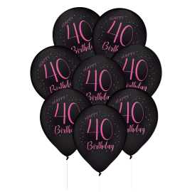 8 Globos de Látex 40 Años Elegant Pink