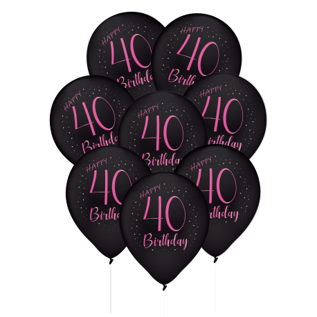 8 Globos de Látex 40 Años Elegant Pink