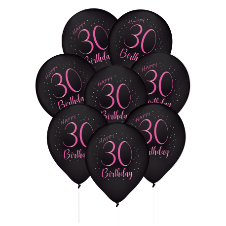 8 Globos de Látex 30 Años Elegant Pink