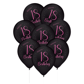 8 Globos de Látex 18 Años Elegante Pink