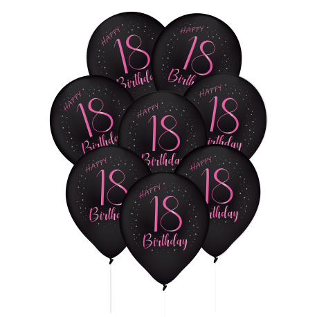 8 Globos de Látex 18 Años Elegante Pink