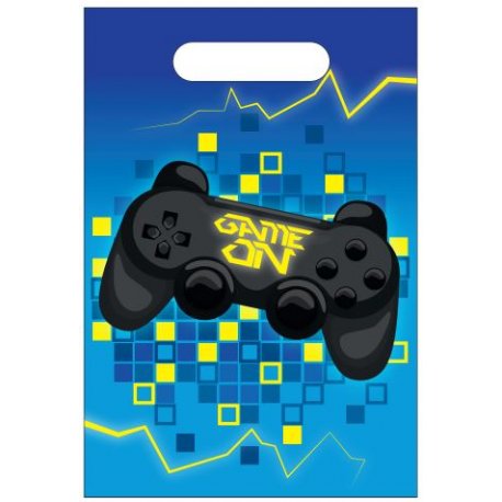 8 Bolsas Plastico Gaming Party 23 X 16 cm