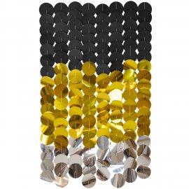 Cortina de Fiesta Negro y Dorado Círculos 80 x 170 cm