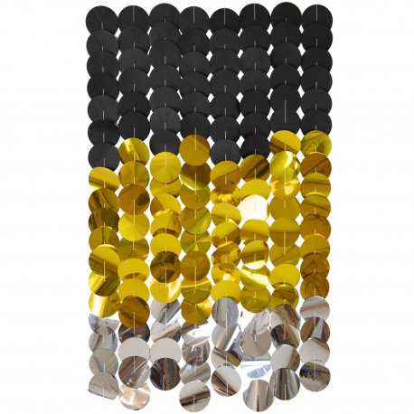 Cortina de Fiesta Negro y Dorado Círculos 80 x 170 cm