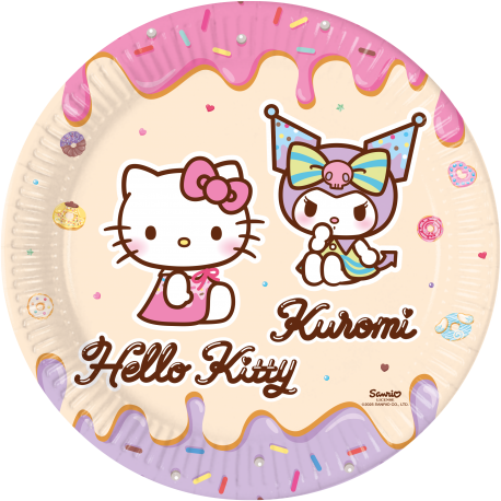 8 Platos Kuromi 23 cm