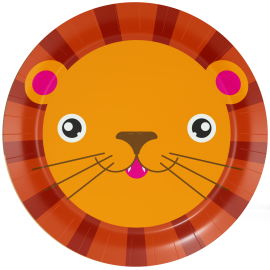 8 Platos 23 cm LION ANIMAL FACES