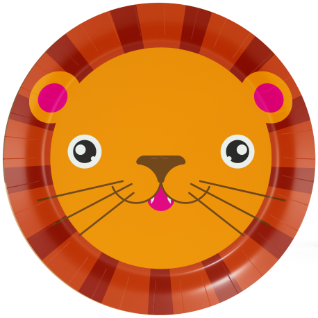 8 Platos 23 cm LION ANIMAL FACES