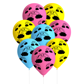 8 GLOBOS RAINBOW PARTY 27 CM