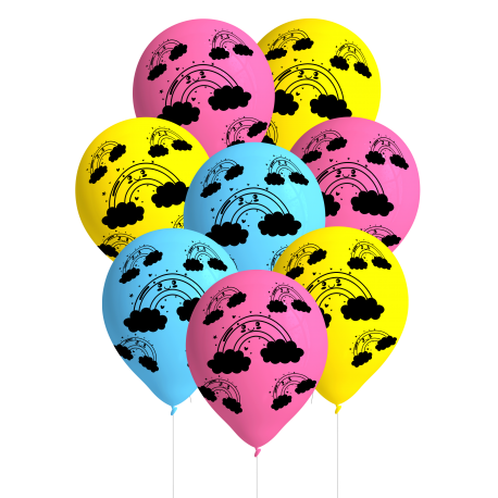 8 GLOBOS RAINBOW PARTY 27 CM
