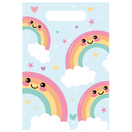 6 BOLSAS RAINBOW PARTY 16 X 23 CM