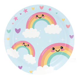 8 Platos 18 cm HAPPY RAINBOW