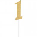 DECORACION PASTEL NUM. 1 ORO GLITTER