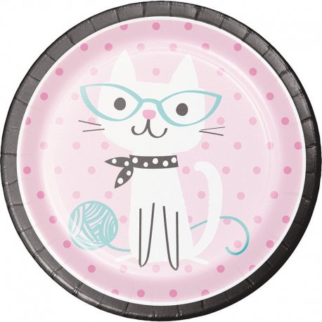 8 Platos 23 cm Purr-Fect Party