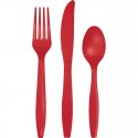 24 CUBIERTOS PLASTICO PREMIUM CLASSIC RED