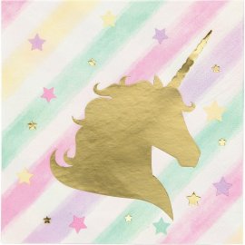 16 Servilletas 25 cm Foil Unicorn Sparkle