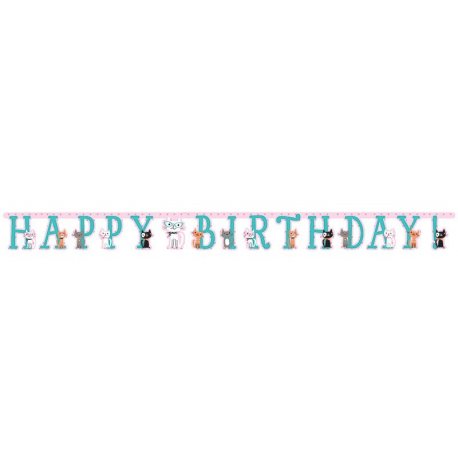 Guirnalda Happy Birthday 210 cm Purr-Fect Party