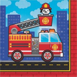 16 Servilletas 33 cm Flaming Fire Truck