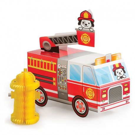 Centro De Mesa (2 Piezas) Flaming Fire Truck