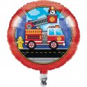 GLOBO FOIL 45 CM FLAMING FIRE TRUCK