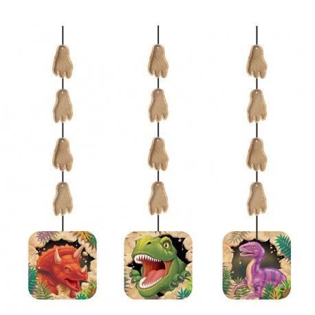 3 Decoraciones Colgantes 91 cm Dino Blast