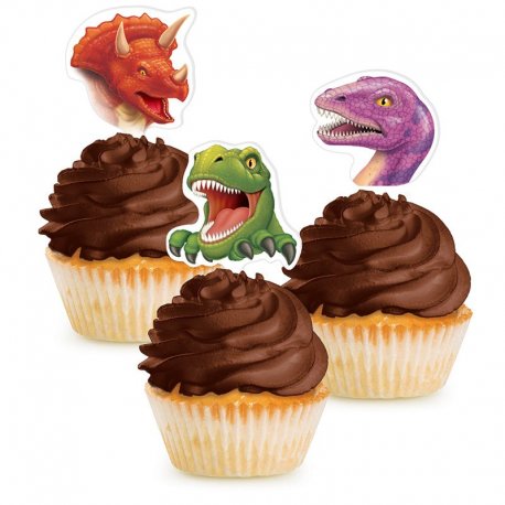 12 Cupcake Toppers Dino Blast