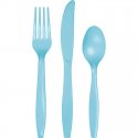 18 CUBIERTOS PLASTICO PREMIUM PASTEL BLUE