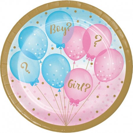 8 Platos Gender Reveal Balloons 18 cm