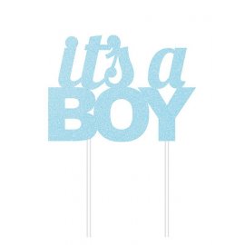 Decoracion Pastel Azul It'S A Boy Glitter