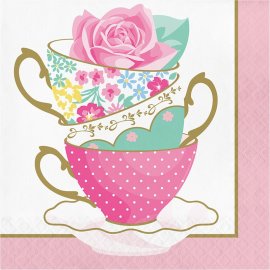 16 Servilletas Floral Tea Party Teacup 33 cm