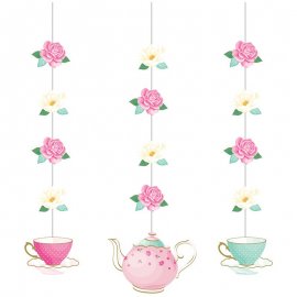 3 Decoraciones Colgantes Floral Tea Party