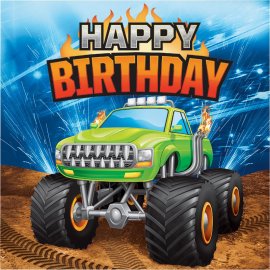 16 Servilletas Monster Truck Rally Hbd 33 cm