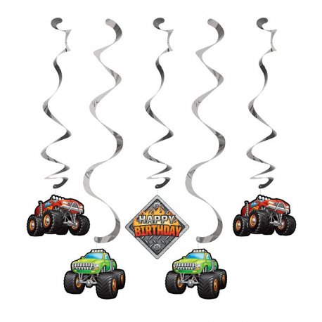 5 Decoraciones Colgantes Monster Truck Rally