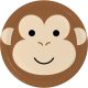 8 Platos 23 cm MONKEY ANIMAL FACES