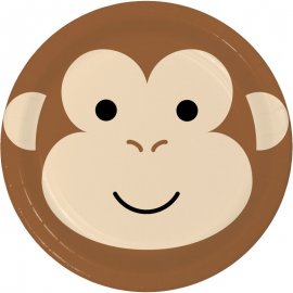 8 Platos 23 cm MONKEY ANIMAL FACES