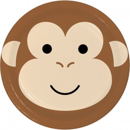 8 Platos 23 cm MONKEY ANIMAL FACES