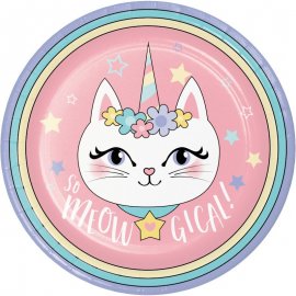 8 Platos 23 cm SASSY CATICORN