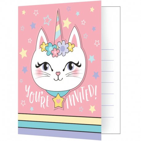 8 Invitaciones SASSY CATICORN