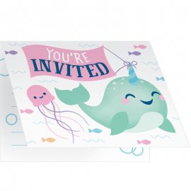 8 Invitaciones NARWHAL PARTY