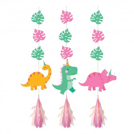 3 Colgantes TASSEL IRID GIRL DINO PARTY