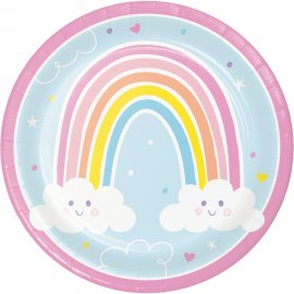 8 Platos 23 cm HAPPY RAINBOW