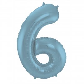 Globo Número 6 de 86 cm Azul Pastel