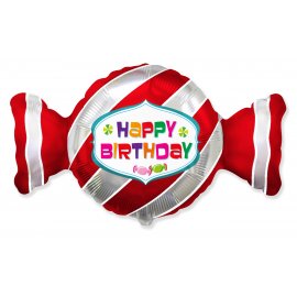 Globo Caramelo Happy Birthday 92 x 53 cm