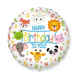 Globo Animals Happy Birthday 45 cm