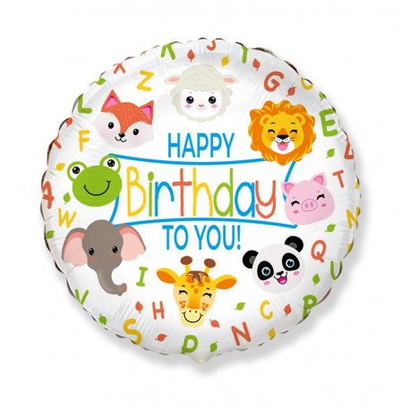 Globo Animals Happy Birthday 45 cm